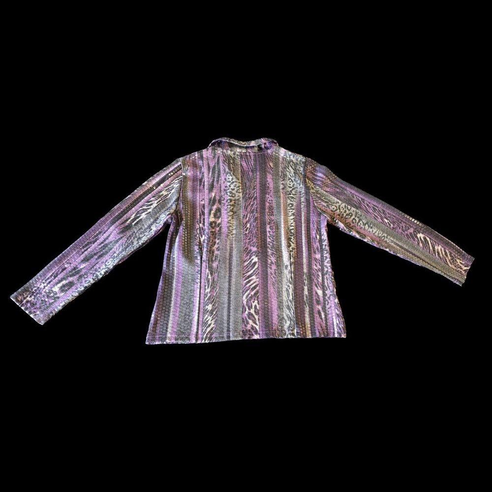 NWOT Women's Erin London Petite Medium Purple Silver Striped Blouse - Picture 6 of 8